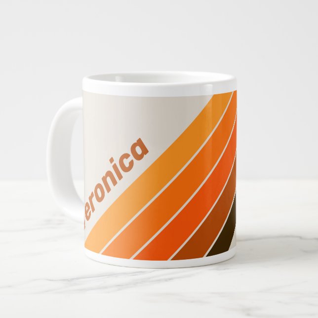 Vintage Midnight Sunrise Stripes with Name Jumbo-Tasse (Vorderseite Links)
