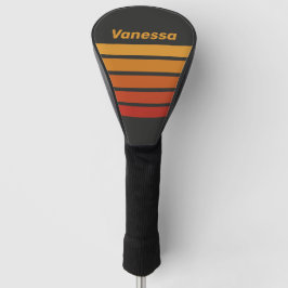 Vintage Midnight Sunset Across Striping with Name Golf Headcover