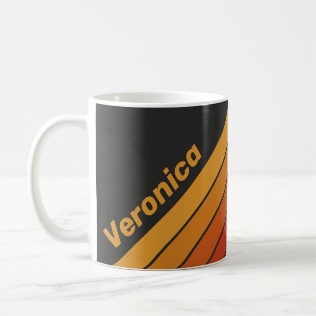 Vintage Midnight Sunset Stripes with Name Kaffeetasse (Links)