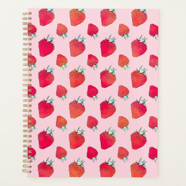 Vintage mignonne fraises rouges Fille rose Motif (Devant)