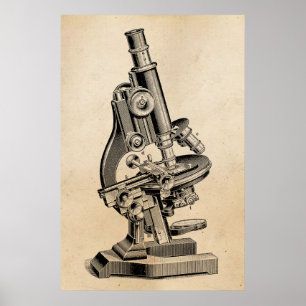 Vintage Mikroskop-Illustration Retro Steampunk Poster