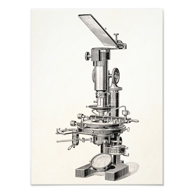 Vintage MikroskopIllustration Retro-Mikroskope Fotodruck (Vorne)