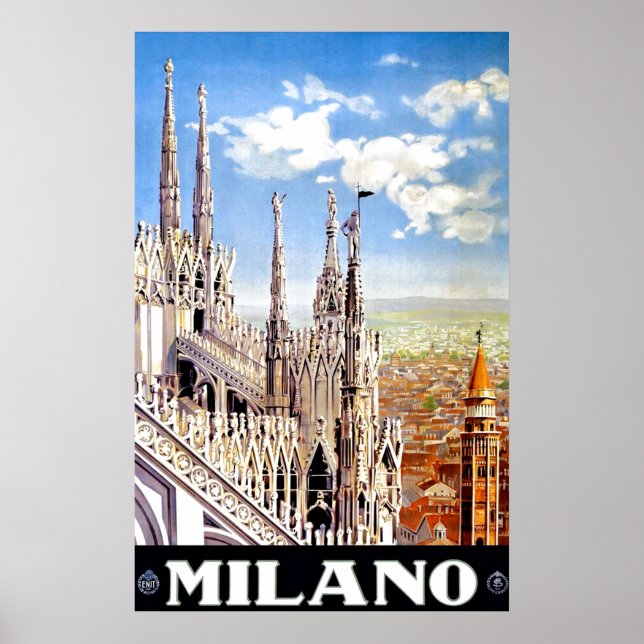 Vintage Milano Travel Affiche d'impression unique (Devant)