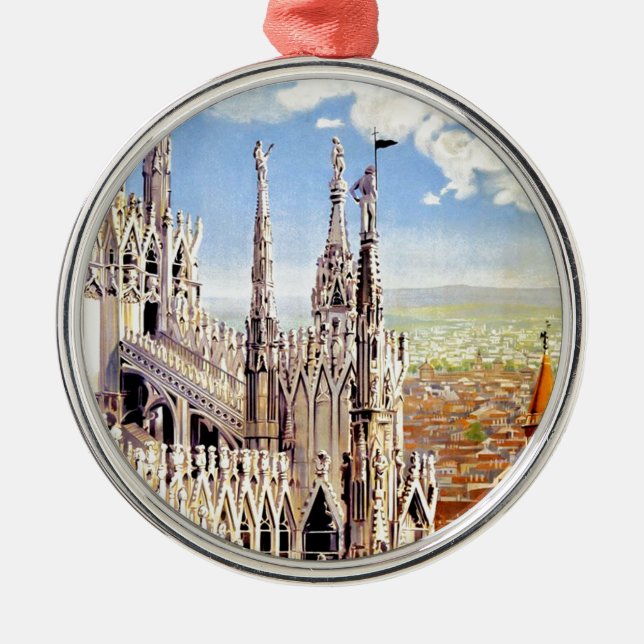 Vintage Milano Travel Silbernes Ornament (Vorne)