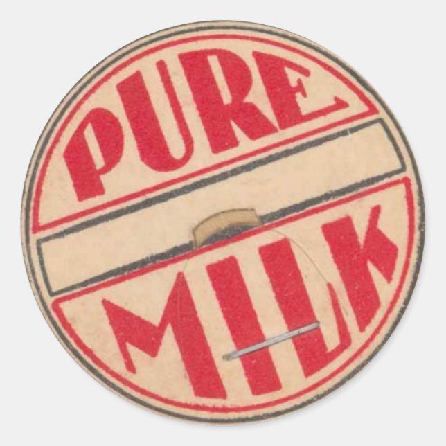 Vintage Milchflasche Runder Aufkleber (Vorderseite)