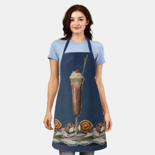 Vintage-Milchshake mit Schlagsahne und Kirsche Schürze