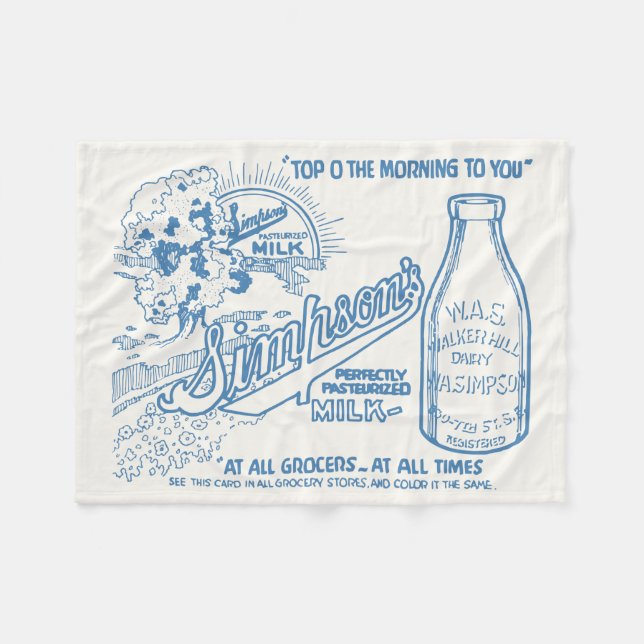 Vintage Milchwerbung Fleecedecke (Vorderseite (Horizontal))