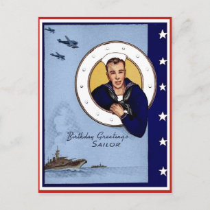 Vintage MilitaireAnniversaire Salutations Carte po