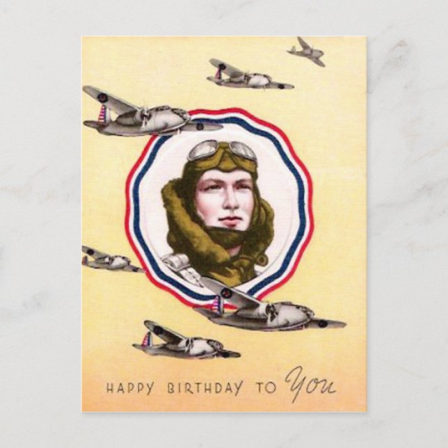 Vintage militärische Luftwaffe Geburtstagskarte Postkarte (Vorderseite)