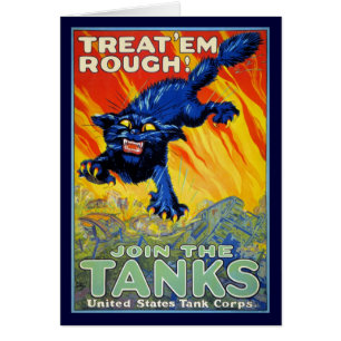 Vintage Militärmilitärwerbung mit einer Wildkatze