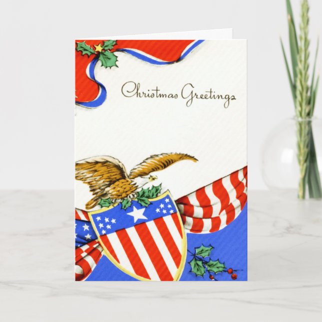 Vintage Military Christmas Card Feiertagskarte (Vorderseite)