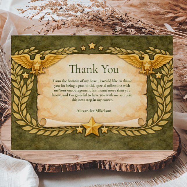 Vintage Military Graduation Party Dankeskarte (Von Creator hochgeladen)