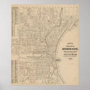 Vintage Milwaukee, Wisconsin Karte Poster