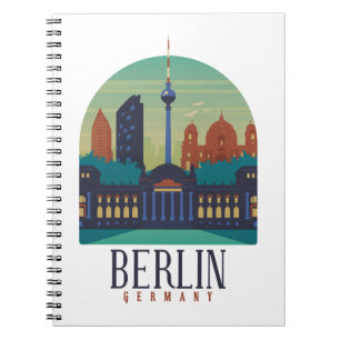 Vintage Minimal Berlin Deutschland Skyline Reise Notizblock