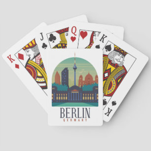 Vintage Minimal Berlin Deutschland Skyline Reise Spielkarten