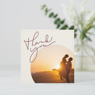 Vintage Minimal-Foto Elfenbeinhochzeit Dankeskarte
