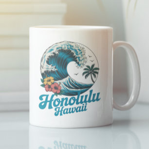 Vintage Minimal Honolulu Hawaii Aloha Reise  Kaffeetasse