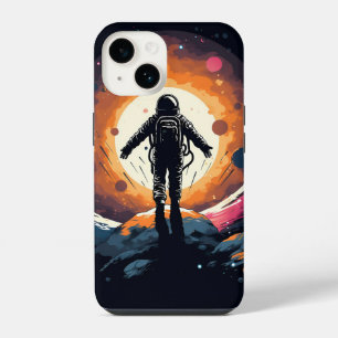 Vintage-Minimalist-Astronaut-Abenteuer im Weltraum iPhone 14 Hülle