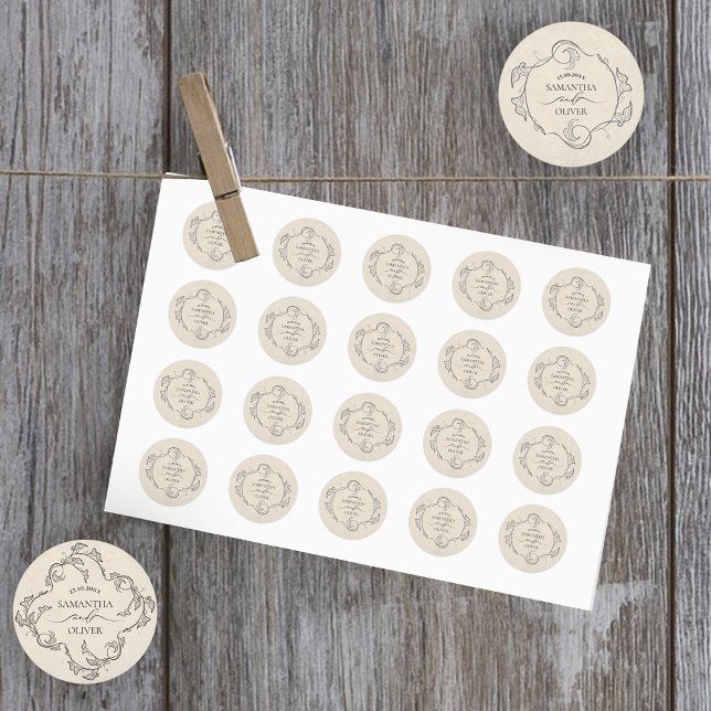 Vintage Minimalist Botanical Wedding Sticker (Von Creator hochgeladen)