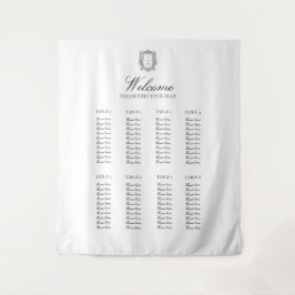 Vintage Minimalist Elegant Wedding Seating Chart  Wandteppich