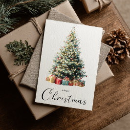 Vintage Minimalist Merry Christmas Tree Feiertagskarte