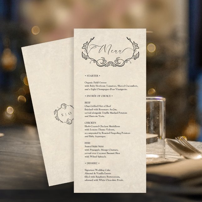 Vintage Minimalist Wedding Menu Card Programm (Von Creator hochgeladen)