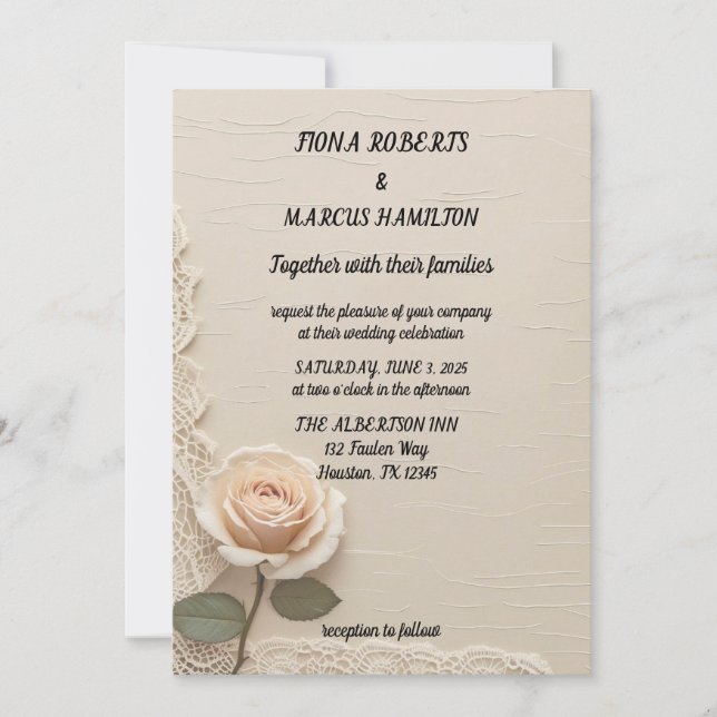 Vintage Minimalistische Einladung zur Hochzeit (Vorderseite)