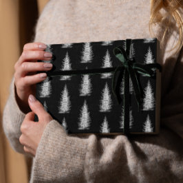 Vintage, minimalistische Fichtenkulisse frohe Weih Geschenkpapier