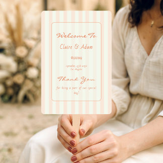Vintage-minimalistische gestreifte Hochzeitsprogra Fächer