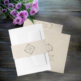 Vintage-Minimalistische Hochzeitstasche Einladungsbanderole