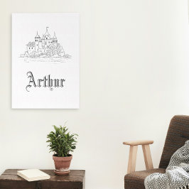 Vintage minimalistische mittelalterliche Schlossda Leinwanddruck