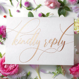 Vintage Minimalistische Rose Gold Wedding QR Code Folien Feiertagskarte