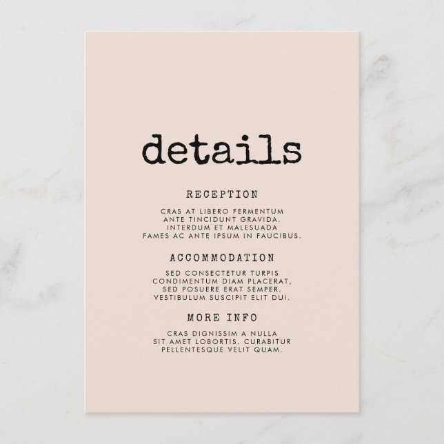 Vintage minimalistische Tippfehler Begleitkarte (Vorderseite)