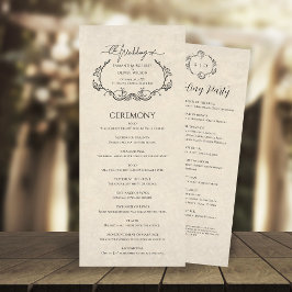 Vintage-Minimalistisches Hochzeitsprogramm Programm
