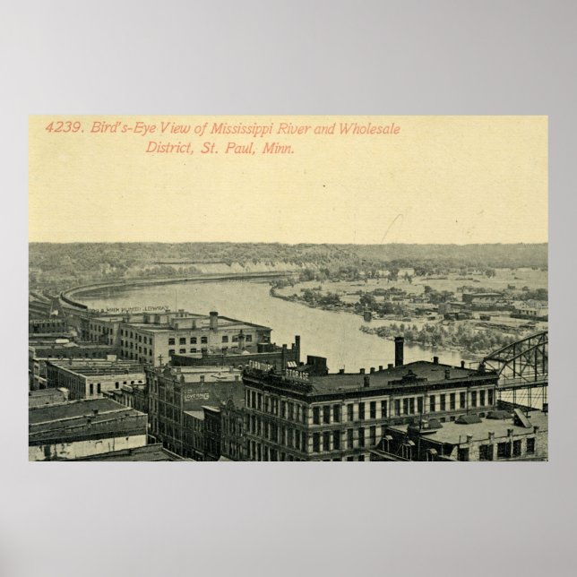 Vintage Minneapolis Minnesota River Skyline Poster (Vorne)