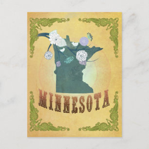 Vintage-Minnesota-Staatskarte - Passionsfruchtgelb Postkarte