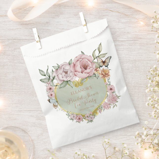 Vintage Mint Peony Bridal Dusche Teezeremonie Geschenktütchen (Ausgeschnitten)