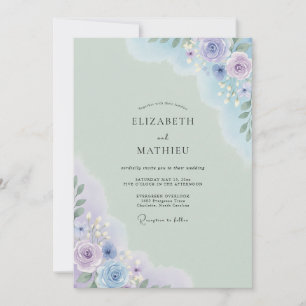 Vintage-Mint-Periwinkle-Pfingstrosen-Hochzeit Einladung