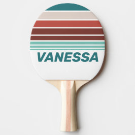 Vintage Mint Rainbow Horizon Striping with Name Tischtennis Schläger