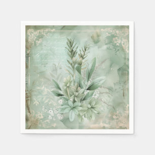 Vintage-Mintgrün Botanisch Floral (1) Serviette