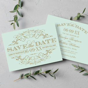 Vintage Minze Antike Blüh Hochzeit Save The Date