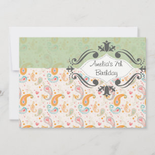 Vintage Minze Paisley Geburtstag Einladung