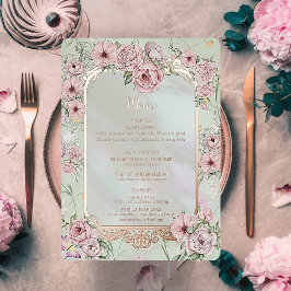Vintage Minze Peony Wedding Foil Karte