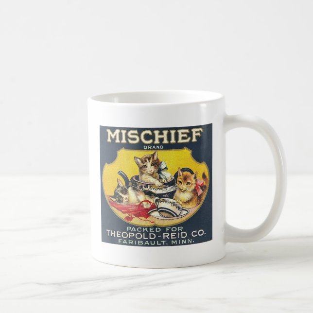 Vintage Mischief Markenlabel Kaffeetasse (Rechts)
