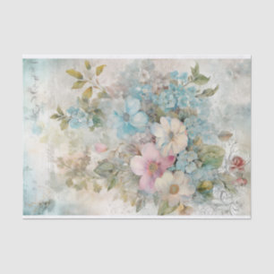 Vintage Mischmedien Blau, Rosa, Weiße Blume Seidenpapier