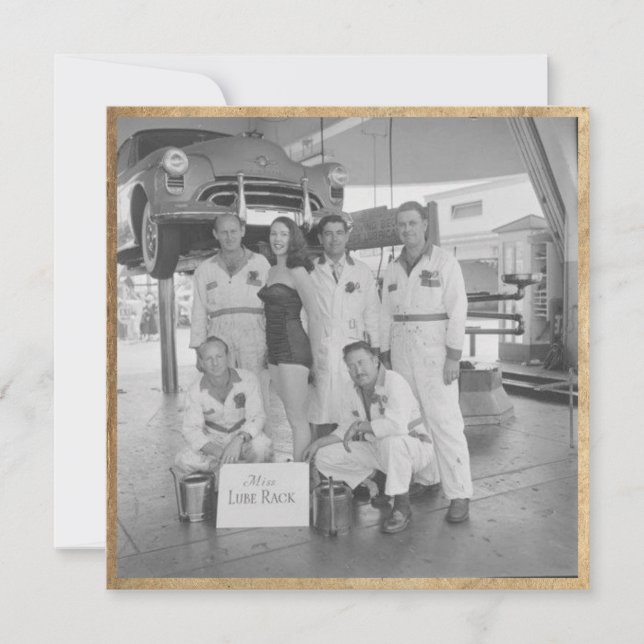 Vintage "Miss Lube Rack" Flachbild-Notiz (Vorderseite)