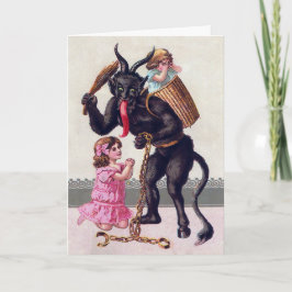 Vintage missbräuchliche Krampusweihnachtskarte Feiertagskarte