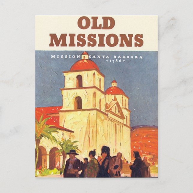 Vintage Missionen Santa Barbara Postkarte (Vorderseite)