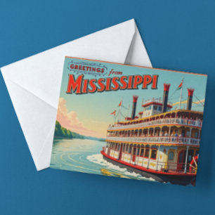Vintage Mississippi-Dampfer Postkarte