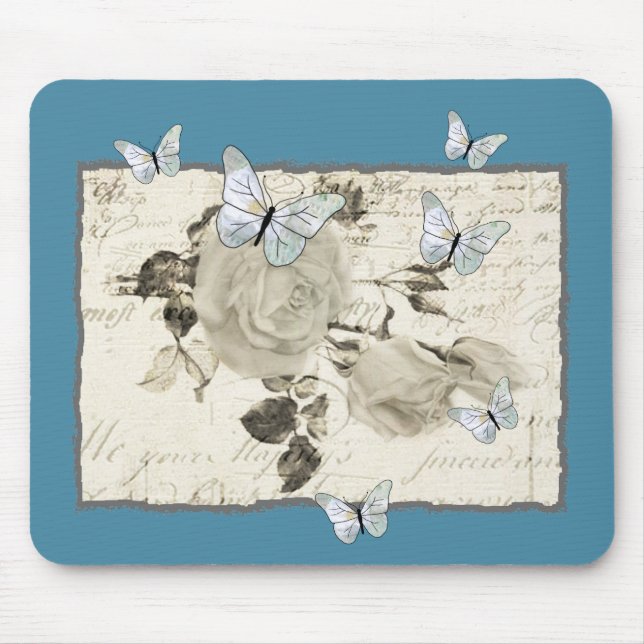 Vintage mit Schmetterlingen Mousepad (Vorne)